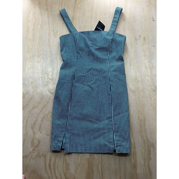 NWT Forever 21 Pinstriped Denim Mini Dress Size Medium Overalls - Picture 1 of 5